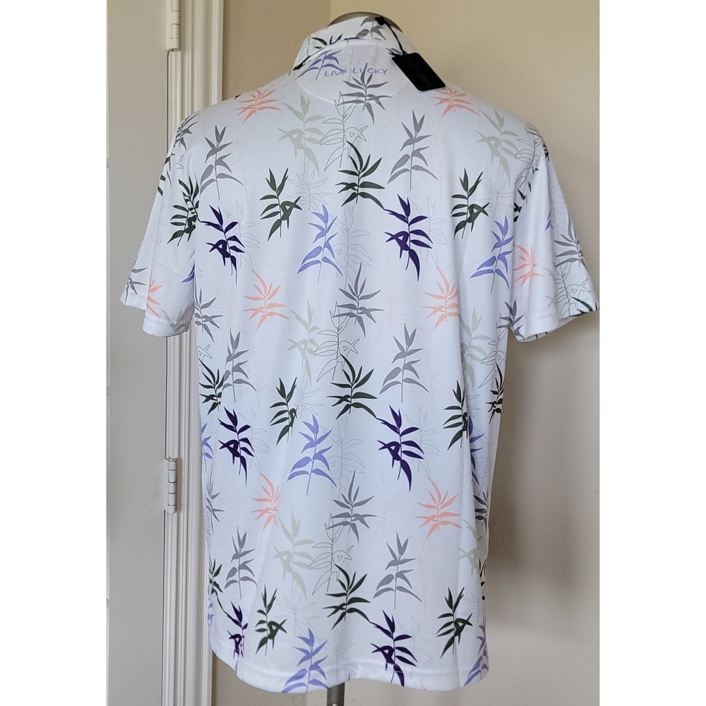 NWT Black Clover MEN'S All Over Tropical Print Golf Live Lucky Polo Shirt MED - Picture 2 of 7